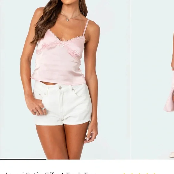 EDIKTED Imani Satin Camisoles, size Set of 2 black and pink sz small - Picture 4 of 6